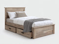 Camas individuales para dormitorio de madera de ingeniería 205 x 105 x 115 cm - Color madera - 2 cajones integrados y diseño rústico
