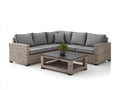 Sofás de exterior rinconero de ratán sintético 260x260x70 cm - beige-gris - diseño con mesa de centro para jardín