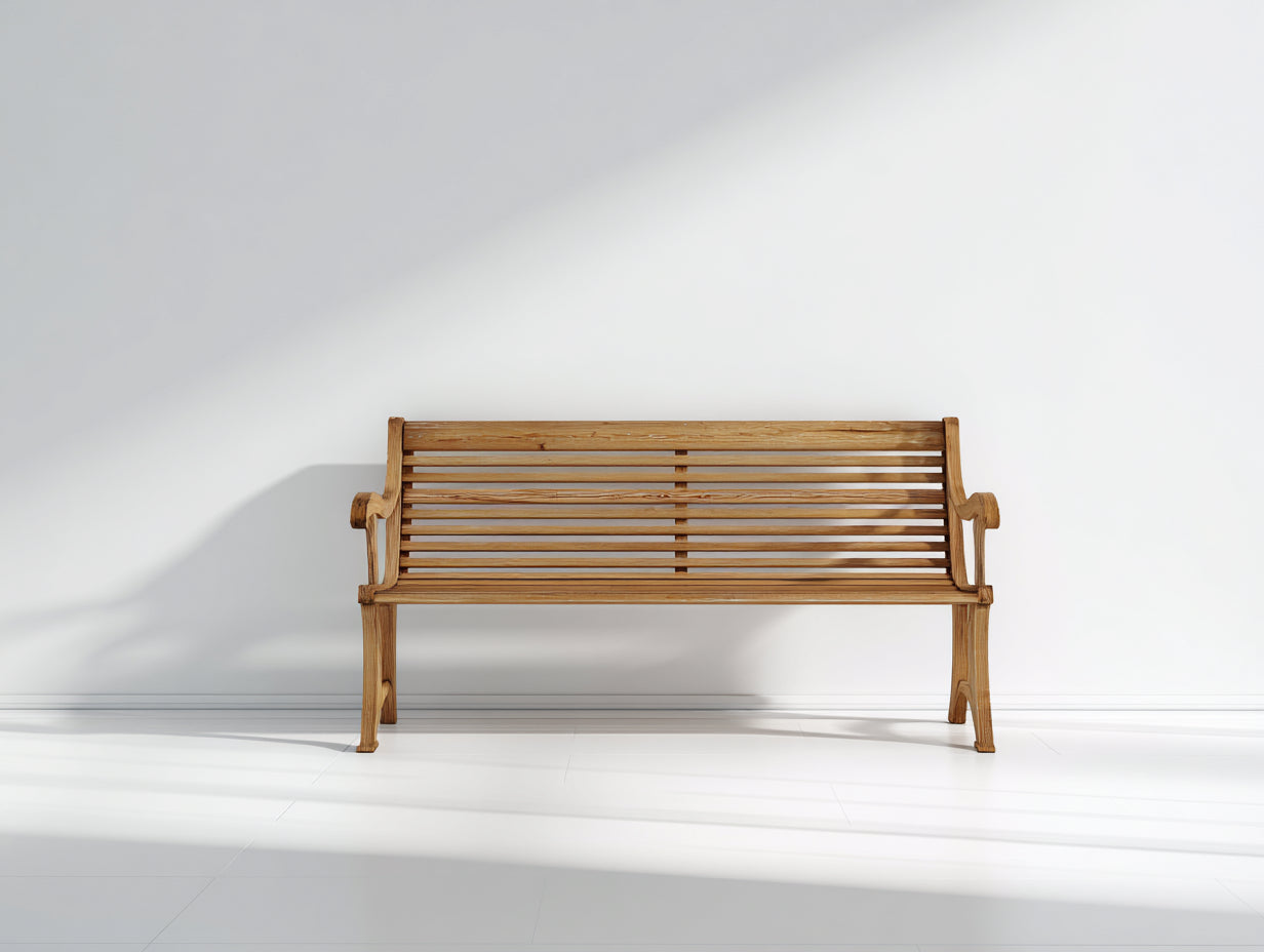Bancos de jardín de madera 150 x 58 x 88 cm - Madera natural - Respaldo horizontal y estilo rústico
