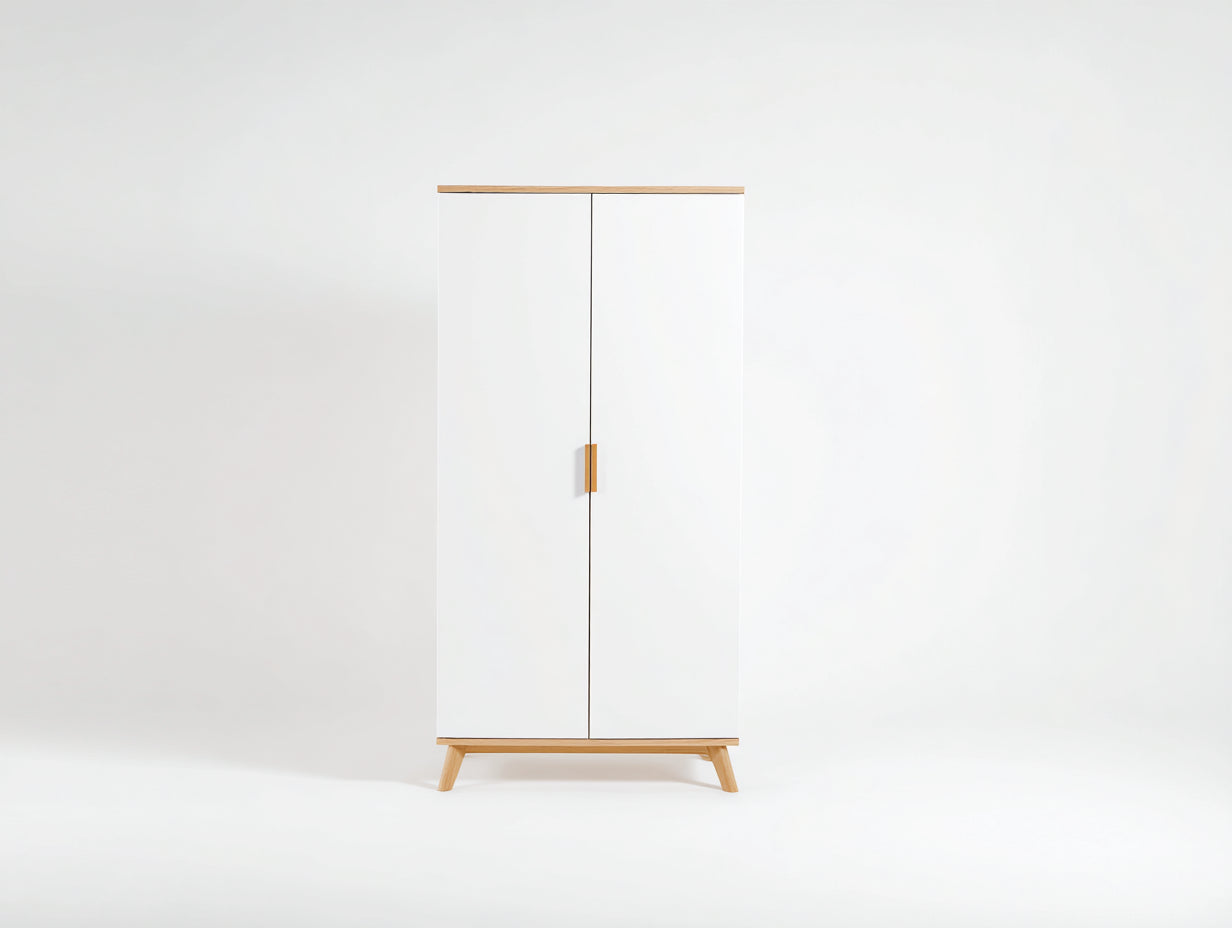 Armarios de 2 puertas en madera de ingeniería 80x40x160 cm - blanco-madera natural - estilo moderno