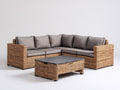 Sofás de exterior de ratán 265x265x74 cm - natural gris y negro - modular cuadrado con mesa rectangular