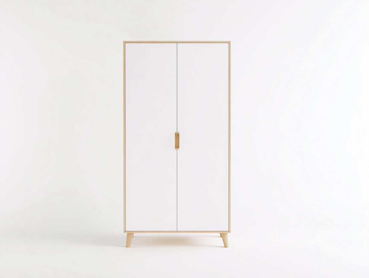 Armarios de 2 puertas 90x45x160 cm - blanco-roble claro - diseño nórdico para dormitorio