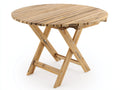 Mesas de jardín redondas de madera 100 x 100 x 75 cm - Madera natural - Tablero de listones con patas cruzadas