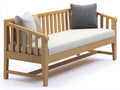 Bancos de jardín de madera 128x65x82 cm - Madera natural y crema - Asiento acolchado - Diseño clásico para terraza y porche