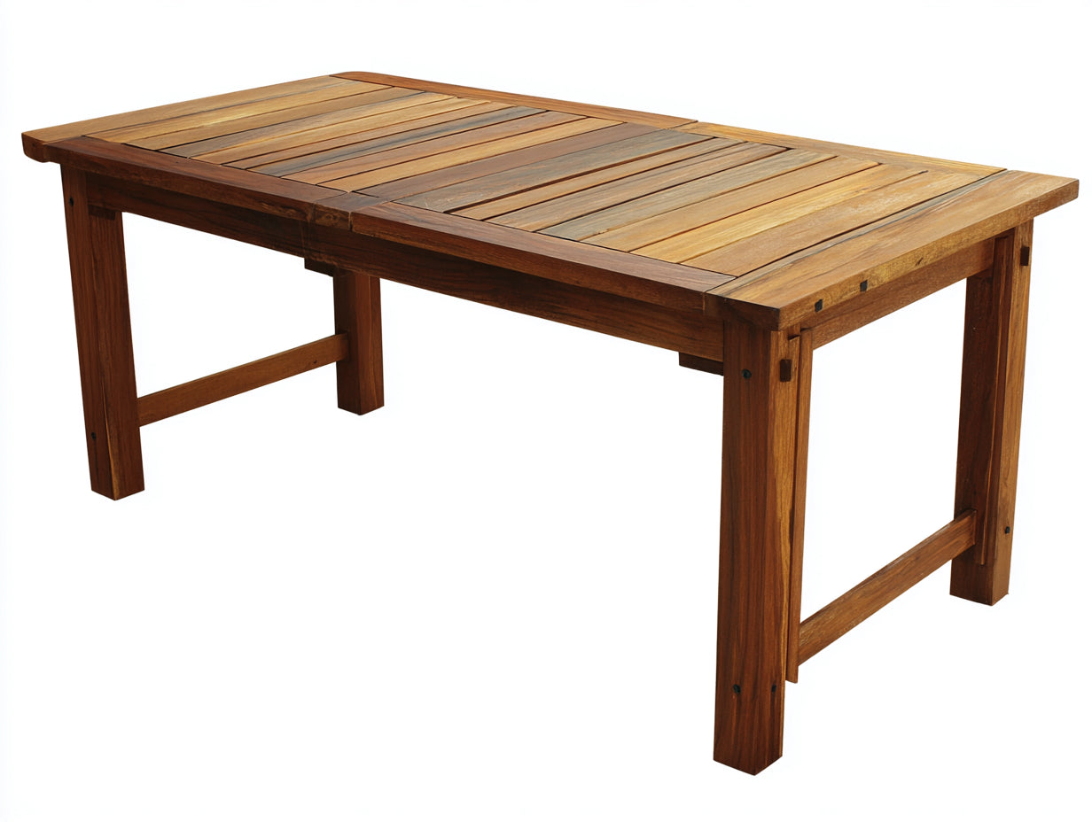 Mesas de jardín de madera 180x90x75 cm - marrón natural - tablero de lamas