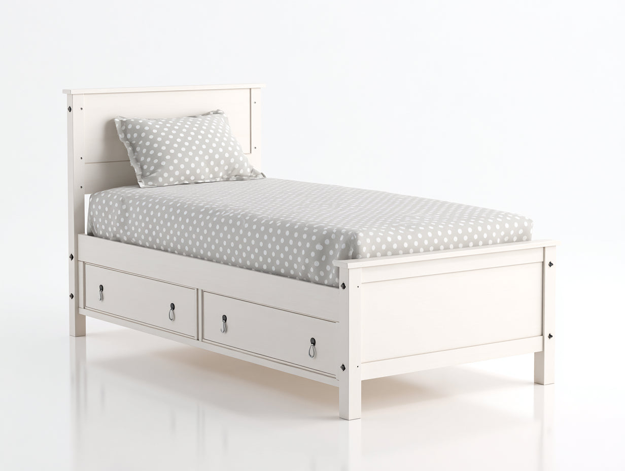 Camas individuales de madera 203x98x100 cm - blanco - con 2 cajones
