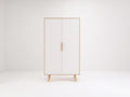 Armarios de dos puertas en MDF y madera 90x45x165 cm - blanco y roble natural - diseño nórdico para dormitorio