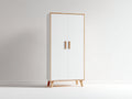 Armarios de 2 puertas en madera de ingeniería 90 x 50 x 180 cm - Blanco y madera natural - Estilo nórdico