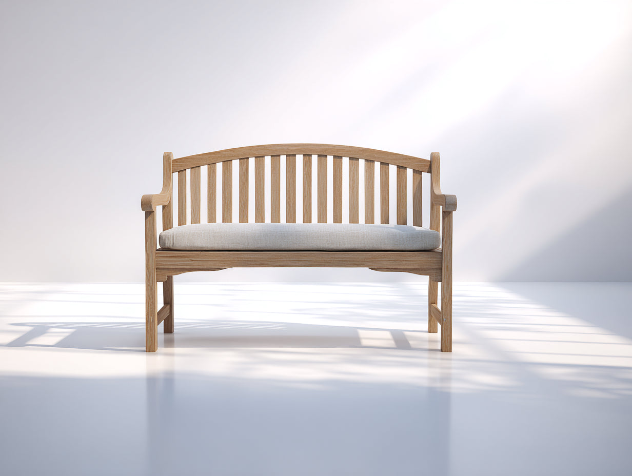 Bancos de jardín de madera 128x62x88 cm - madera natural-beige claro - respaldo curvo