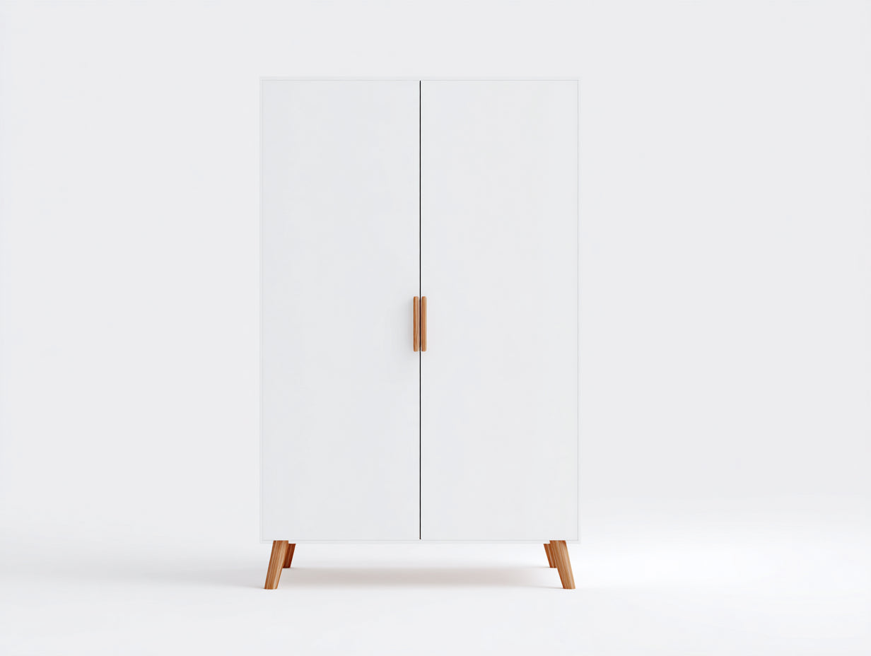 Armarios de 2 puertas en madera de ingeniería 90x45x165 cm - blanco-madera natural - diseño elevado