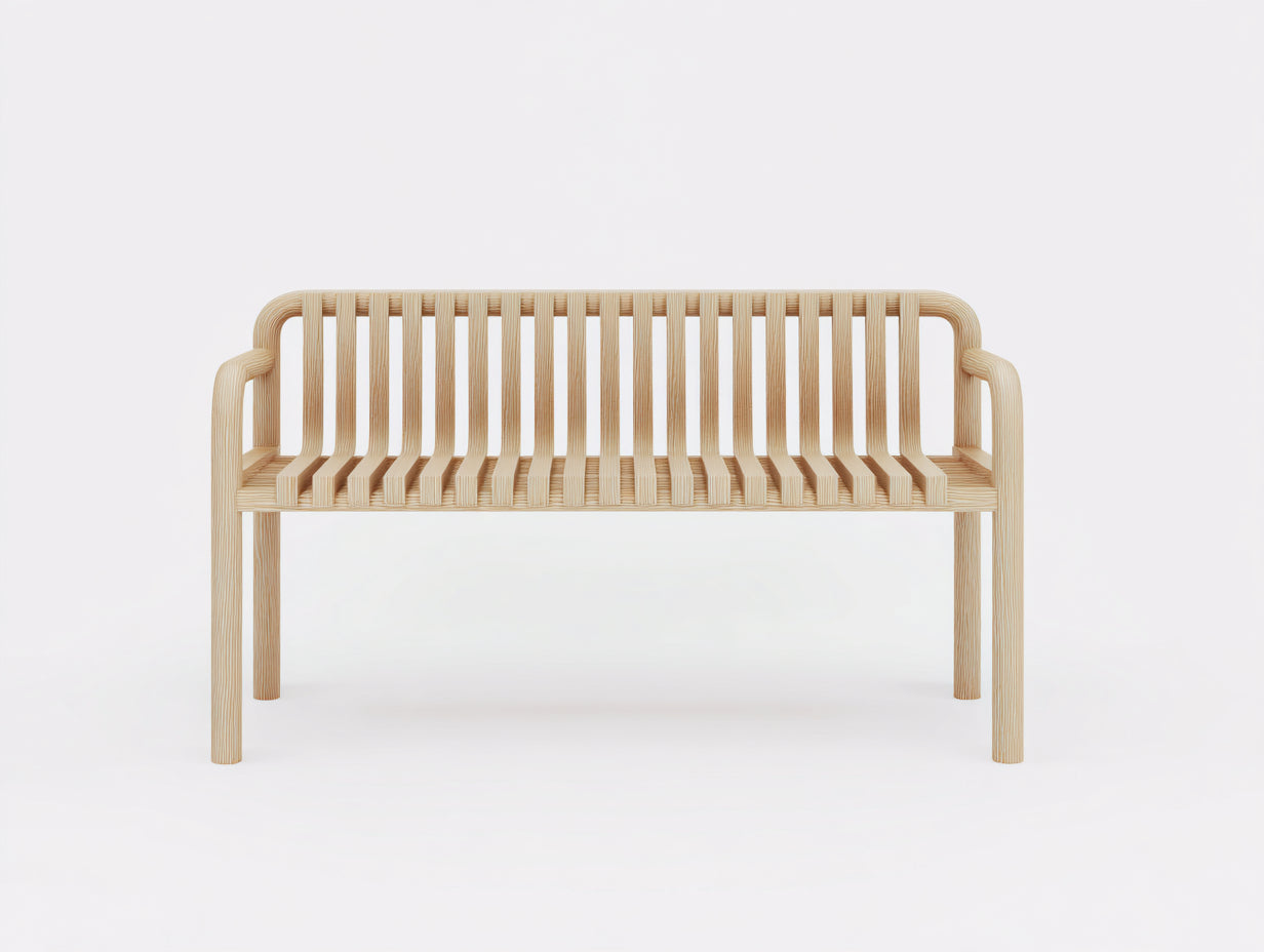 Bancos de jardín de madera 140x55x78 cm - madera natural - respaldo curvo con brazos