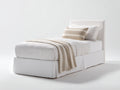 Camas individuales para dormitorio con estructura tapizada en tejido 205 x 105 x 110 cm - Blanco - Cabecero acolchado y diseño minimalista