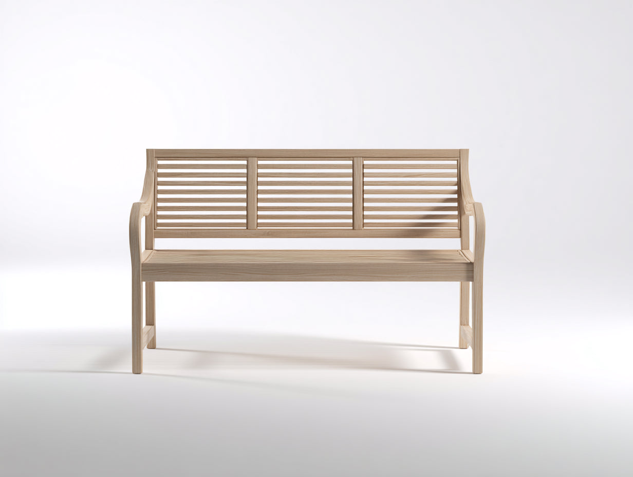 Bancos de jardín de madera 150x58x80 cm - madera natural - respaldo de listones con brazos