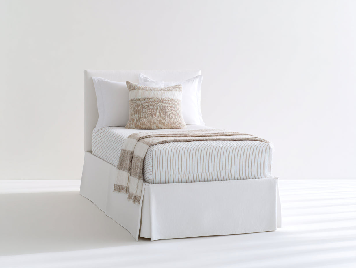 Camas individuales tapizadas 205x98x95 cm - blanco roto - base con faldón